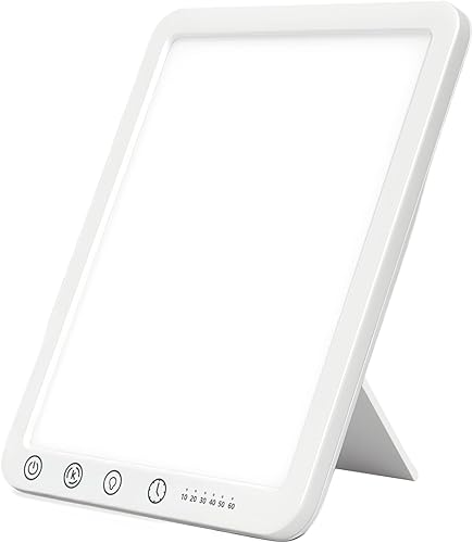 Sad Lamp for Seasonal Affective Disorder, 15000 Lux Natural Sunlight Therapy Lamp, UV-Free, 3 Color Temperature, 5 Brightness Levels, 6 Timer, 180° Stand, Touch Control and Memory Function