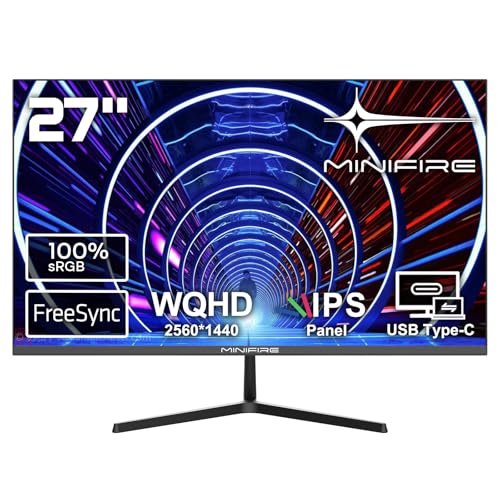 Minifire 27 Pouces Écran PC QHD(2560 x 1440) IPS 75Hz, Port USB‑C, FreeSync, 1ms, 100% sRGB, Bords Ultra‑Fins, HDMI/DP – MF27X3AQ