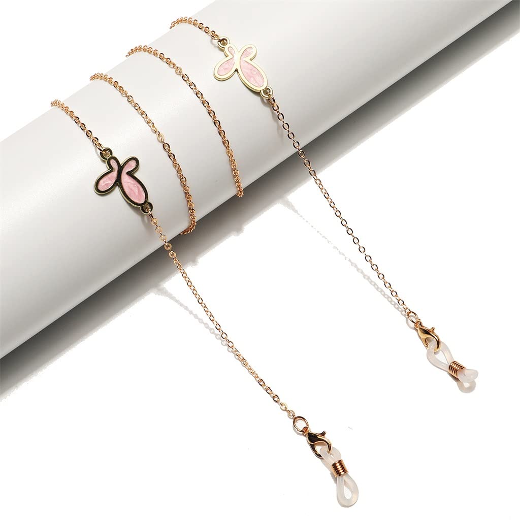Modisches Tier-Rosa-graviertes Gold-Brillenseil, Anti-Verlust-Brillenkette aus Metall