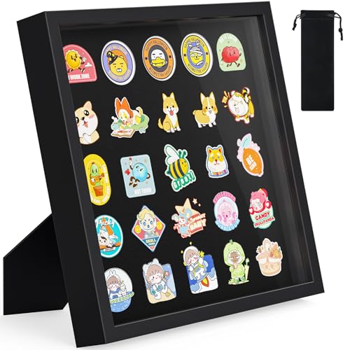 Image of TJ.MOREE 11x11 Shadow Box Pin Display Frame for Badges & Medals | Fits Tags Patches, Jewelry & Giant Pins, Insignia Ribbons