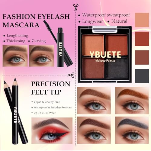 Makeup Kit for Teens, Makeup Gift Set for Girls Women, Beginner Makeup Kit with Cosmetic Train Case Included Eyeshadow Blusher Contour Eyebrow Powder Lip Gloss Lip Liner Mascara Eyeliner – Image 5