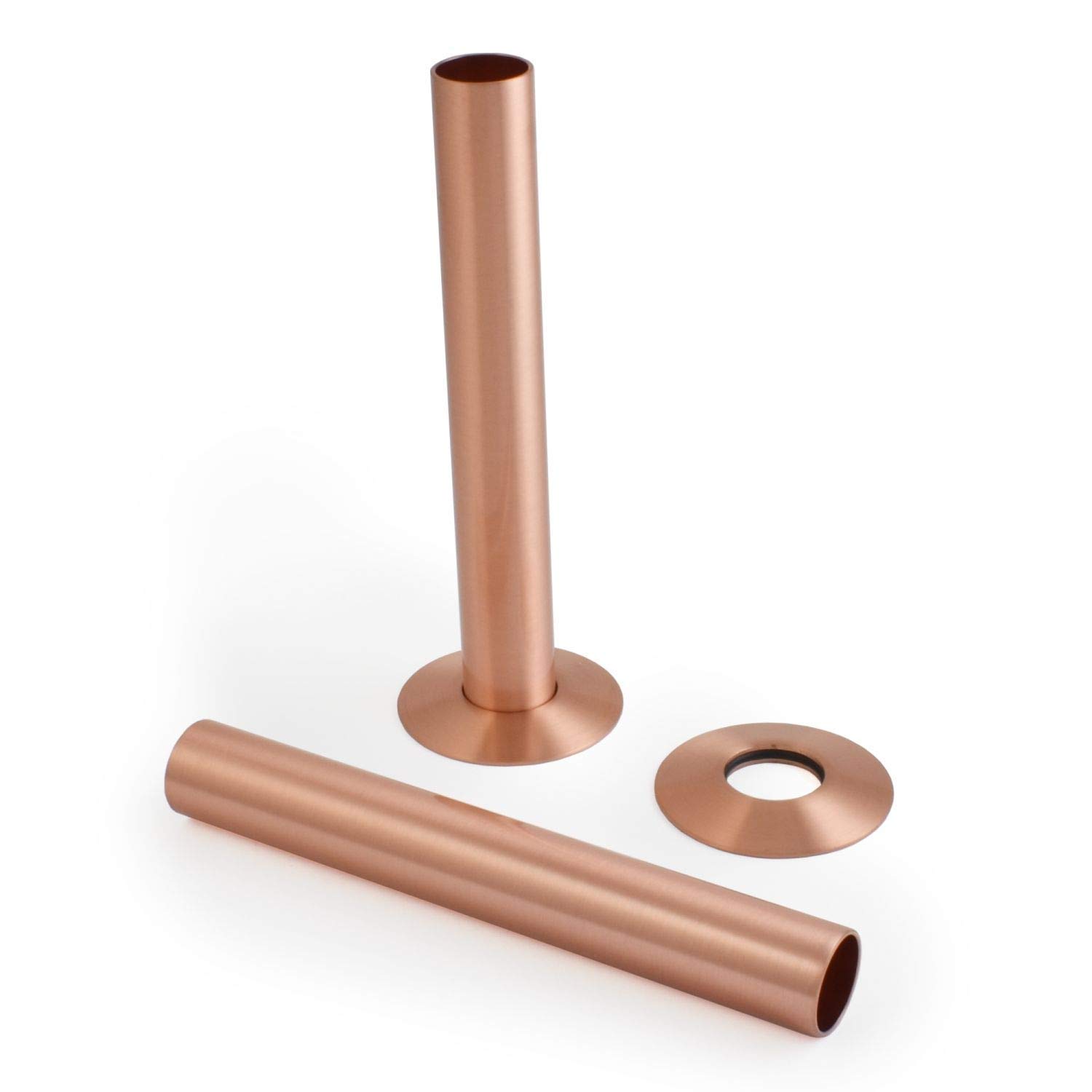 Foundry Brushed Copper 130Mm Radiator Pipe Sleeve/Shrouds/Covers And Collar Set | (Pair) (Brushed Copper)