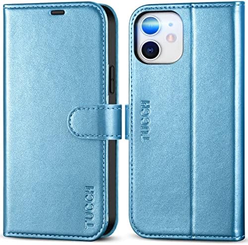 TUCCH iPhone 12 Case, iPhone 12 PRO Wallet Case[RFID Blocking] Credit Card Slots Viewing Stand[Shockproof TPU Shell], PU Leather Magnetic Protective Cover Compatible with iPhone 12 Pro/12(6.1), Black