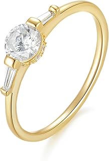 Anniversary Ring, Yellow Gold Rings Women 18K Elegant 0.5ct Round Moissanite Rings Engagement Rings Wedding Yellow Gold For Mom,Girlfriend,Bride