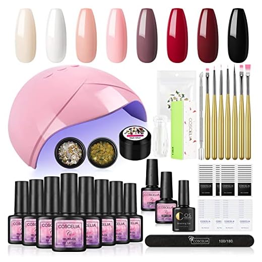 Coscelia Esmaltes Semipermanentes de Uñas en Gel U-V/LED, 8pcs Kit de Esmaltes de Uñas en Gel Soak Off 8ml con Lampara U-V/LED Secador de Unas Base Coat Top Coat Kit de Manicura
