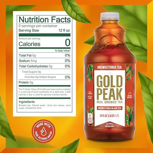 Gold Peak Unsweet Tea, Real Brewed Tea, 59 Fl Oz