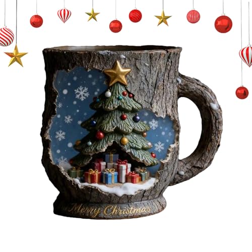 Generico Tazze Natalizie | Tazze Con Texture A Corteccia Incrinata | Da Tè Con Design Albero Di Natale - Per Casa Scuola Centrotavola Regalo Di Benvenuto Festa Per Madre Padre Moglie Amico Marito