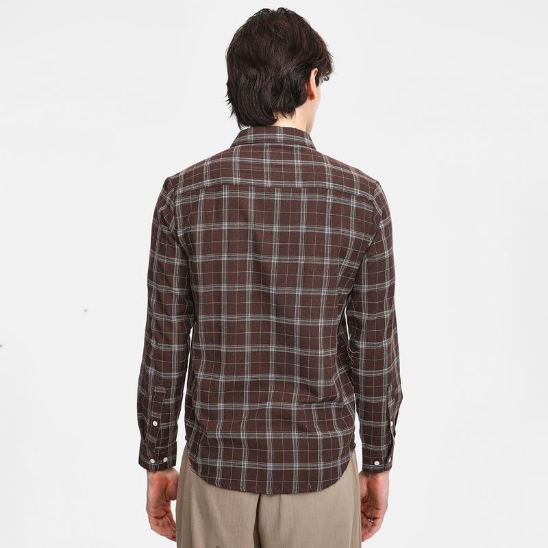 Image of CAHOOT Men's Tartan Plaid Shirt for Casual Wear | Spread Collar | Long Sleeve | Button Closure | Shirt Crafted with Comfort Fit for Everyday Wear