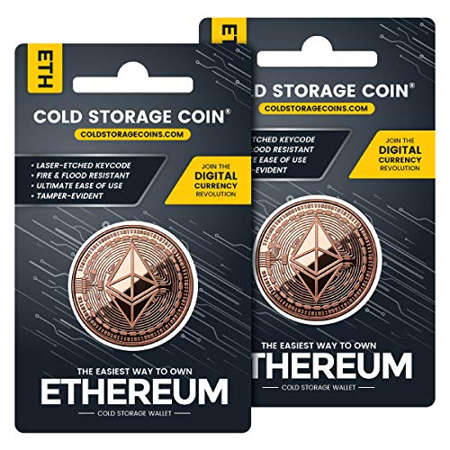 (2 Pack) Ethereum Cold Storage Wallet - 1 Ounce 999 Pure Copper ETH Coin - Cryptocurrency Hardware Wallet for Securely Storing Crypto Offline - Un-hackable and Fire-Resistant Storage Device …