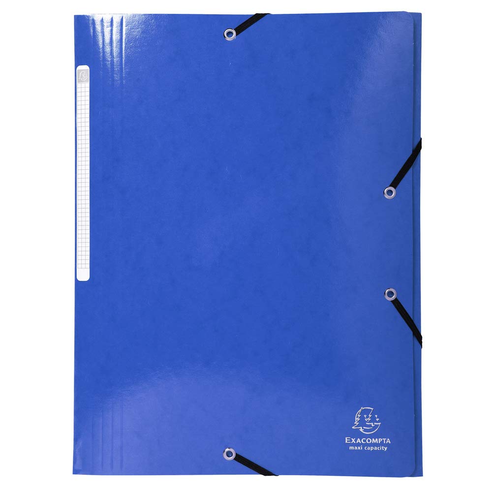 Exacompta Iderama Portfolio Folder with 3 Flaps and Elastic Band 425 g/m², A4, Maxi Capacity Manila Cardboard, Dark Blue