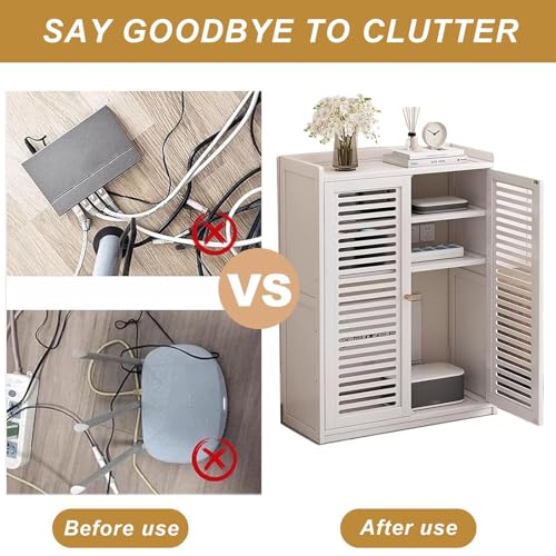 Mueble oculto para router y gestion de cables con estante ajustable 4