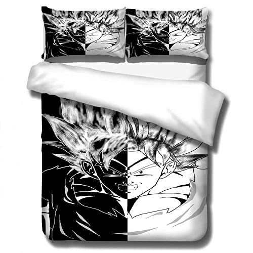 WFBZ Anime Parure de lit en microfibre renforcée avec housse de couette 200x200 cm et 2 taie d'oreiller 50x75cm Motif dessin animé, 3 pièces (03,200 x 200 cm) Cover