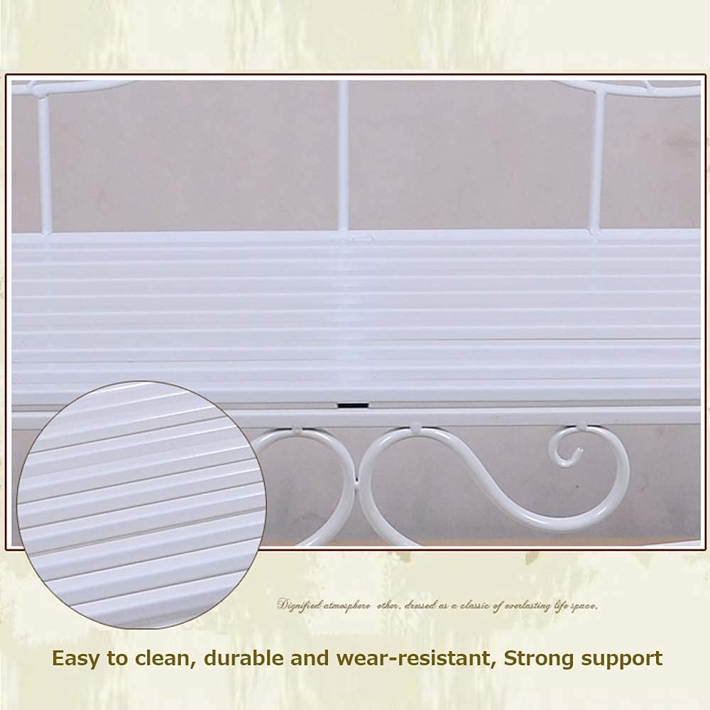 Park Terrace Bench Outdoor Leisure Benches Weatherproof and Rustproof Cast Iron Garden Bench 2-Seater Bench with Backrest and Armrests Retro Decorative Patio Bench (Bronze) (White)