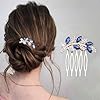 Yheakne Peigne À Cheveux Vintage En Cristal Bleu Cristal Coiffes De Mariage Peigne À Cheveux En Cristal Pince À Cheveux Barrette À Feuilles En Or Cz Accessoires De Coiffure Mariage Bijoux Pour Femmes #1