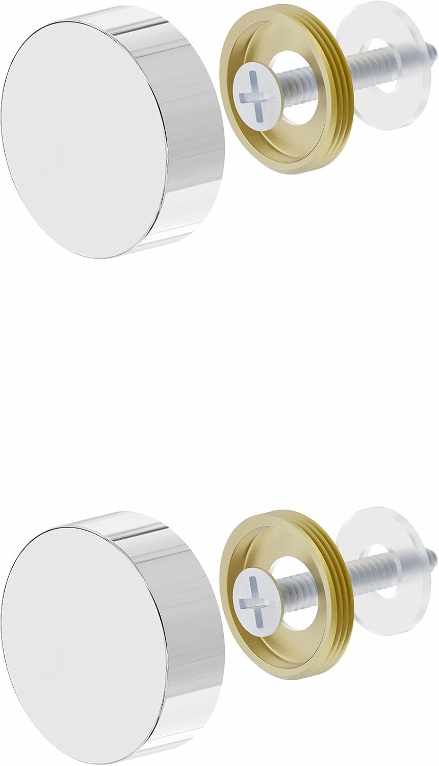 2 PCS 12mm Mirror Screws, Flat Silver Lid, Bright Silver