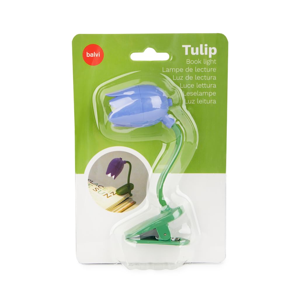 Balvi Lampada Flessibile con Clip a Forma di Tulipano per Lettura Colore Lilla