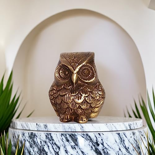 Estatua de Búho de Latón para Decoración de Mesa miniatura 5