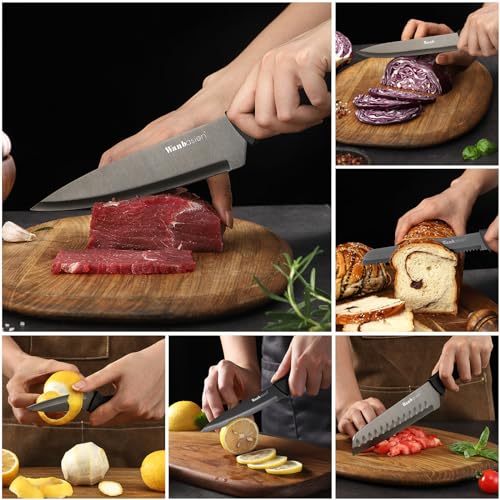 Wanbasion 6Pcs Black Titanium Kitchen Knife Set Dishwasher Safe, Sharp Knife Set Stainless Steel, Professional Kitchen Knives Set for Chefs with Protection Covers Wanbasion 6Pcs Black Titanium Kitchen Knife Set Dishwasher Safe, Sharp Knife Set Stainless Steel, Professional Kitchen Knives Set for Chefs with Protection Covers