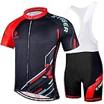 X-TIGER Hombres de Bicicleta con 5D Gel Acolchado ...: Secado rápido y transpirable: pantalones: 87% poliéster + 13% spandex, ropa: 100% poliéster, cada vez que sudes, el traje de ciclismo no se pegará a tu piel, tiene una función de secado rápido para que estés más cómodo. Almohadilla de gel 5D: el acol...