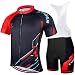 X-TIGER Maillot de Cyclisme Manches Courtes Homme avec Cuissard à Bretelle 5D Gel Rembourré,VTT Courtes Respirant Vêtements de Cyclisme Sports Shorts Pantalons avec Tee Shirt (3XL, 0401)