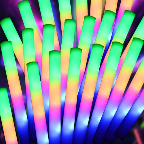 pelreame 55 Pcs LED Foam Glow Sticks Bulk,Foam...