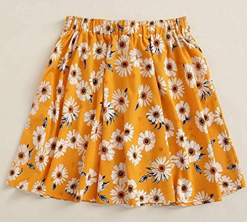 Abeaicoc bermuda feminina plissada com cinto e estampa floral, Amarelo, Medium