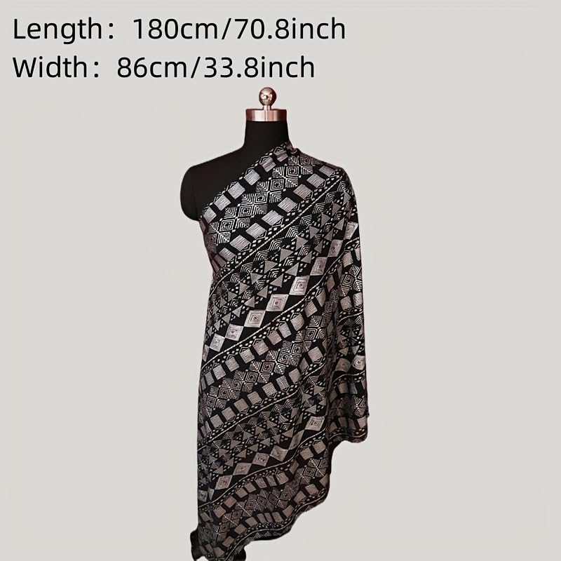 Oversized 1920s Vintage Assuit Women's Shawl and Wraps Gorgeous Positioning Pearl Chiffon Scarf Flapper Cover Up4