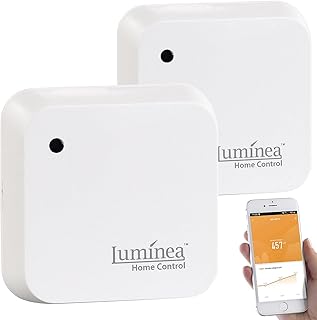 Luminea Home Control Dämmerungssensor: 2er-Set Wetterfeste WLAN-Licht- & Dämmerungs-Sensoren mit App, IP55 (Steckdose mit Sonnensensor, Lichtsensor WLAN, Tisch)