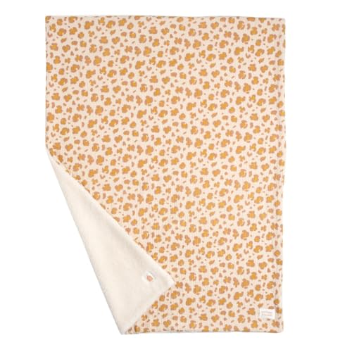 Sauthon Couverture bébé léopard en Gaze de Coton et Sherpa (Ecru/Rose, Bébé)