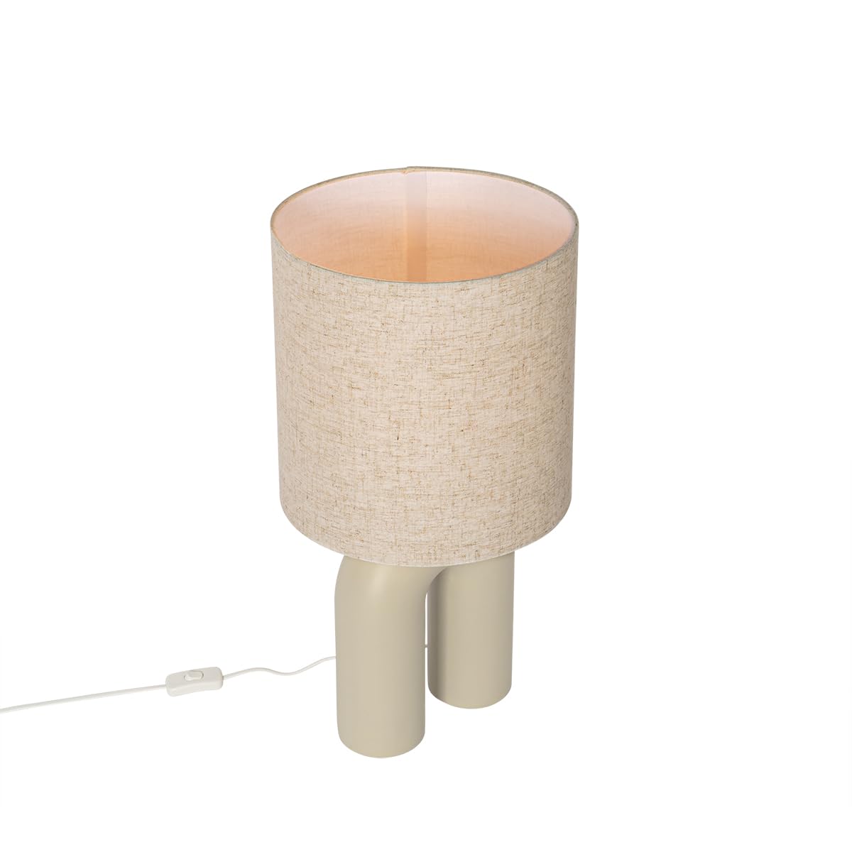 Qazqa Design Tischleuchte mit Schirm, Tischlampe - Lotti - Beige, max. 40W, Geeignet für LED, 59cm, Ideal als Flur, Küche lampe, Schlafzimmerlampe und Wohnzimmerlampe