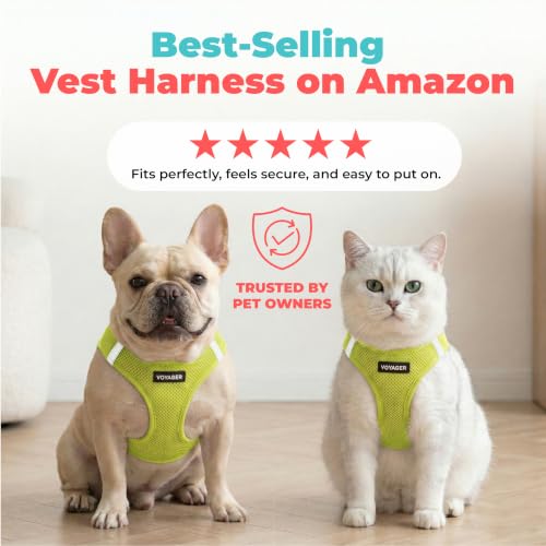 Image of Voyager Step-in Air Dog Vest Harness - Lime Green, Large | 18- 20.5 inch in Chest, Reflective Bands, All Weather Breathable Air Mesh, Cats Compatible, Lightweight, Fast Drying