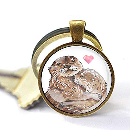 Porte-clés loutre - Idée cadeau - Bijou en verre - Bijou d'amour et de famille Cover