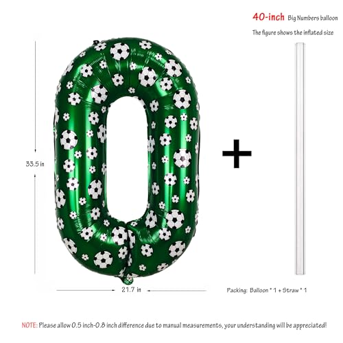 Image of 40 Inch Soccer Number 0 Balloons Large Foil Balloon Number 0 Birthday Deco | World Cup Sports Soccer Theme Decoration For Soccer Party And Boy'S Birthday