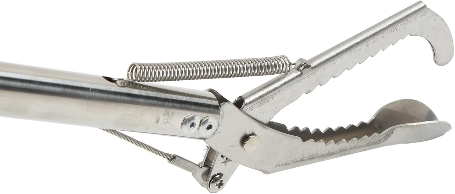 Alomejor Crab Tongs Stainless Steel Crab Claws Seafood Tongs 63cm Folding Fishing Tool for Catching Lobster EEL Octopus with Slotted Tip Design