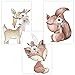 WTD - Set di 3 adesivi da parete per cameretta dei bambini, formato A4, motivo animali della foresta (cervo volpe, scoiattolo)