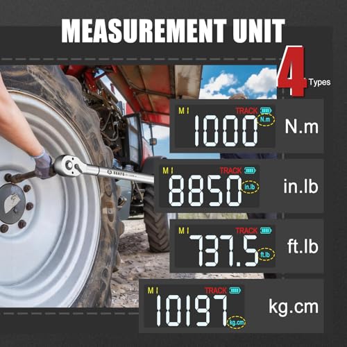 Image of VANPO Digital Torque Wrench 3 /4-Inch, 37-737 ft-lb. for Heavy Equipment | ±2% Accuracy, Electronic Torque Wrench with LED, Buzzer & Vibration Alert for Wind Turbine, Mining Equipment & Industrial