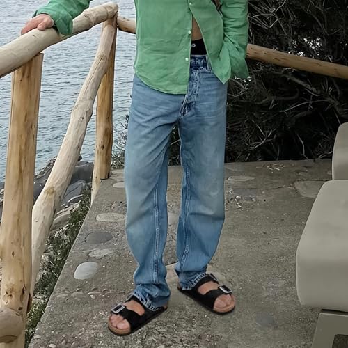 Image of FITORY Mens Sandals, Arch Support Slides with Adjustable Buckle Straps and Cork Footbed Size 7-14.5