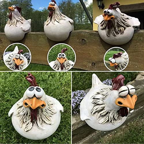 Notherss 3 Keramik Huhn Gartendeko，Garten Stecker Hen Hahn Hens Geeignet für Terrassen-, Garten- und Balkondekorationen