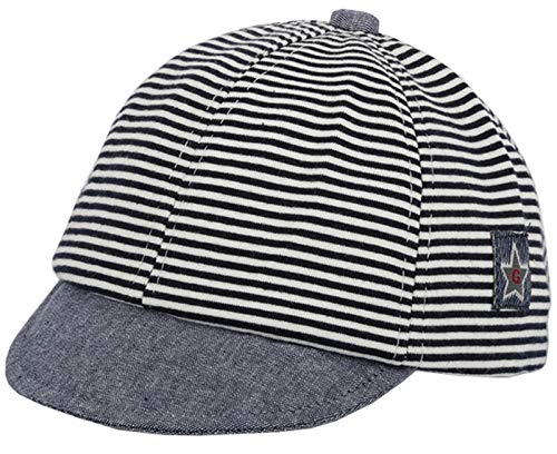 Baby-Boy Baseball-Cap Striped Sunhat Letter Sun Protection Hat (Black, Fit for 0-12 Months)