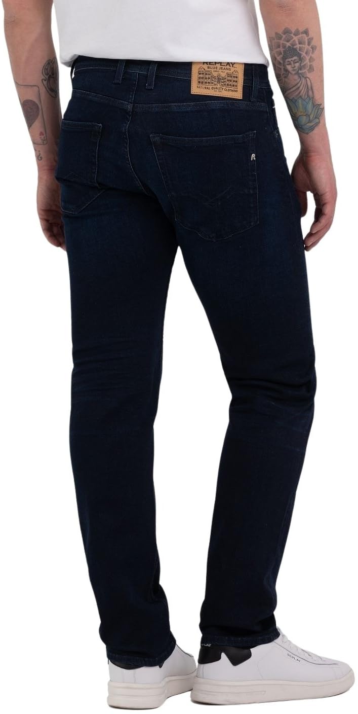 Replay Herren Jeans Grover Straight-Fit mit Power Stretch, Dark Blue 007 (Blau), 29W / 34L – Ansicht 3