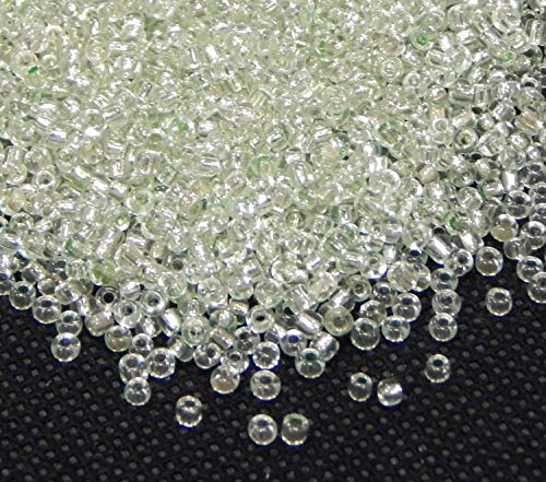 Pack of 1100 Glass Seed Beads 4 mm, 6/0, Pony Beads, Clear Mini Children's Beads, Seed Beads, Choice of Colours (Crystal Silver Insert) - Image 3