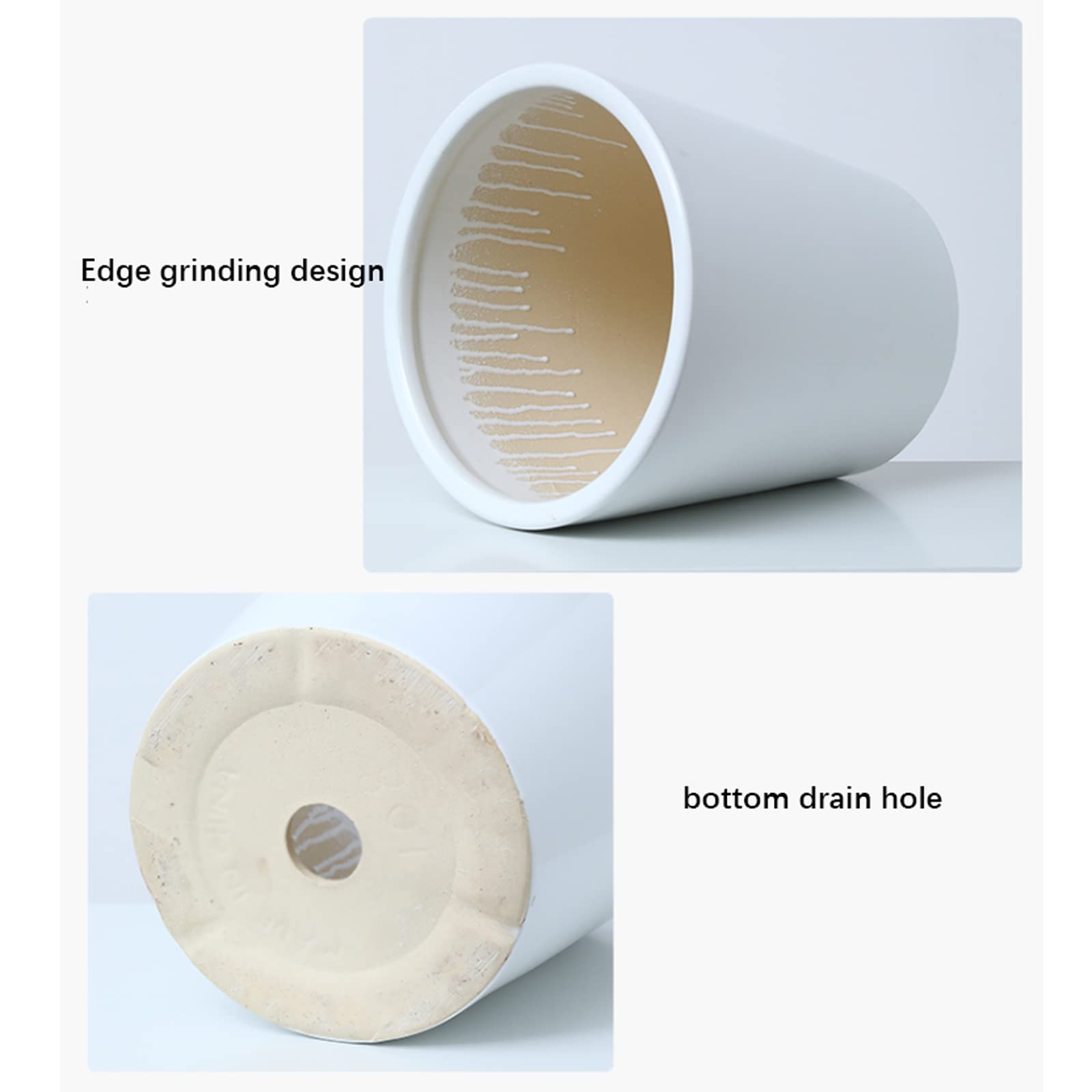 Vasi da Giardino Vasi da Fiori Rotondi con Foro di drenaggio e Vassoio in plastica, vasi da Giardinaggio Moderni per vasi da Fiori per Interni ed Esterni, Bianco