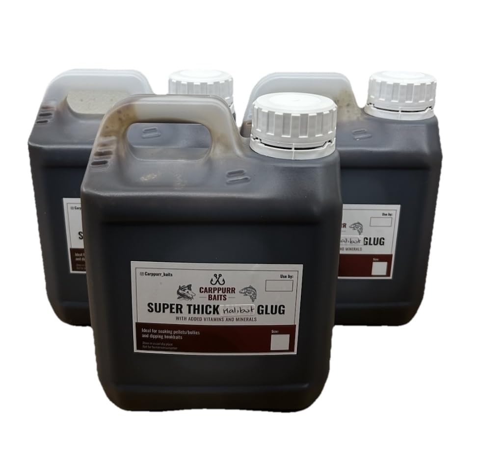 Carppurr baits Super Thick Halibut Glug 500ml-1L-2L-3L-5L – Liquid Attractor for Carp Fishing, Catfish & Sturgeon – PVA Friendly Bait Soak for Boilies & Pellets (3 litre)