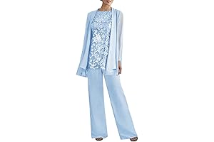 3-Piece Lace Pantsuit Set, Ideal for the Grandmother of the Bride, a...