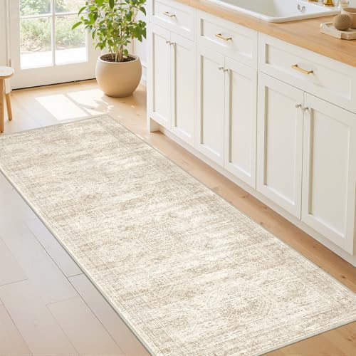 Comparison: Best Runners For Kitchen 8 Restydon Kitchen Runner Rug Non Slip - 2.5 x 8 Runners for Hallways, Entryway, Bedroom, Washable Runner Rugs for Bathroom, Laundry Room, Low Pile Soft Vintage Area Rug(2.5'x8', Beige/Ivory)