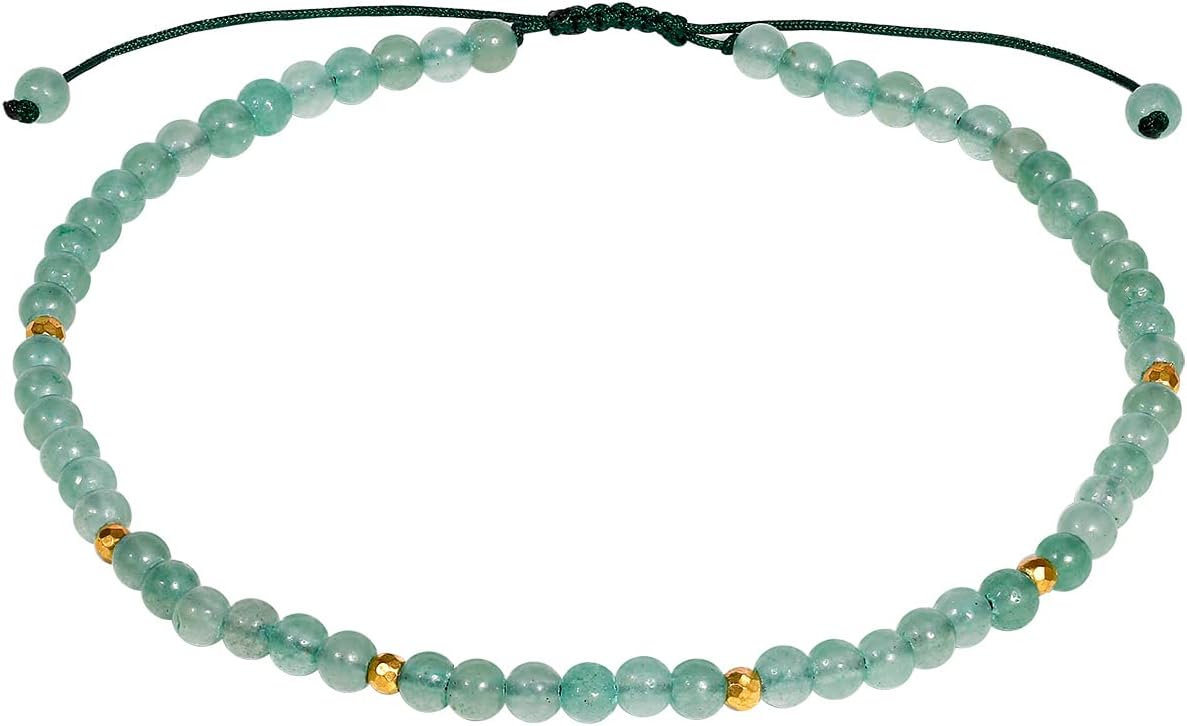 Gemstone Foot Anklet Bracelet for Women Beaded Stone Healing Energy Crystal Beach Foot Jewelry Adjustable(8.5-10 Inches)