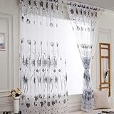 ❤️Sehr schöne Gardine für Ihr Wohnzimmer, Küche und Balkon--Gardinenschal Gardine Print Blumen Vorhang für Wohnzimmer Schlafzimmer Schlaufenschal