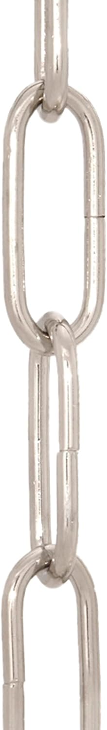 B&P Lamp® Nickel Plated, Heavy Duty Straight-Sided Chain, 3 Ft. Length
