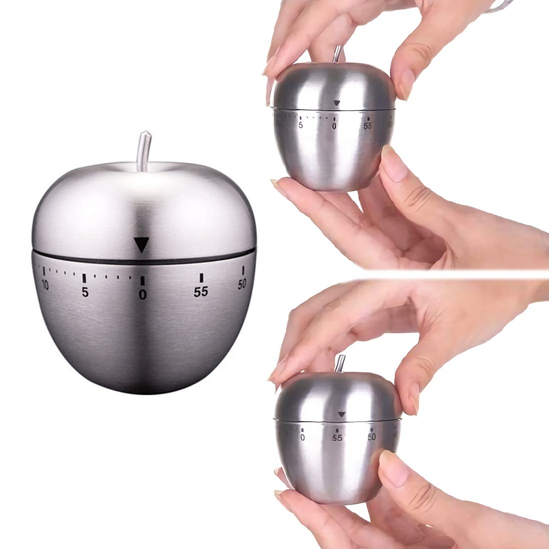 Timer Da Cucina Meccanico 60 Minuti - Acciaio Inox, Sveglia Ad Alta Voce, Per Cottura E Studio - Foto 4