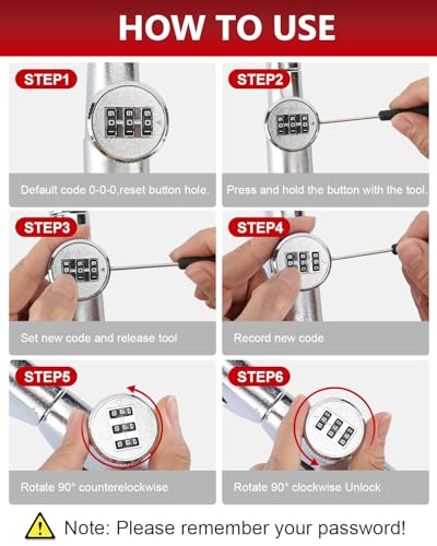 HMYMYHM Car Steering Wheel Password Lock Wheel Lock Vehicle Anti-Theft Lock Adjustable Length Clamp Double Hook Universal Emergency Hammer Window Breaker Self-Defense Heavy Duty Security